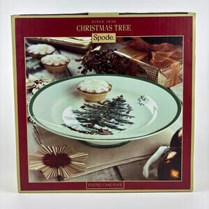 Spode Christmas Tree Footed Cake Plate 10.5" Christmas Serveware